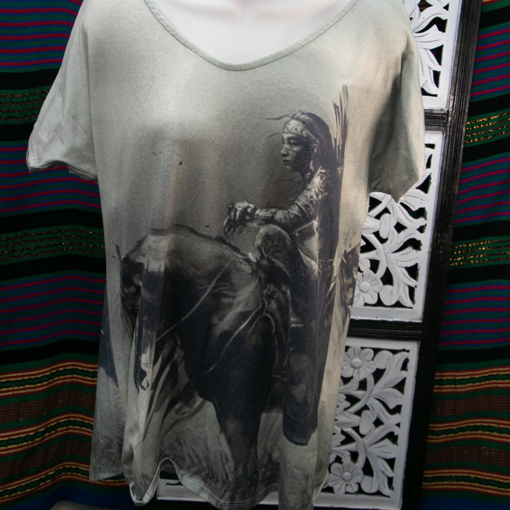 Native American Women WIth Horse Graphic Tshirt